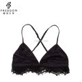 Bralette de triangle backcrossed de dentelle noire super comfutable personnalisée et en gros